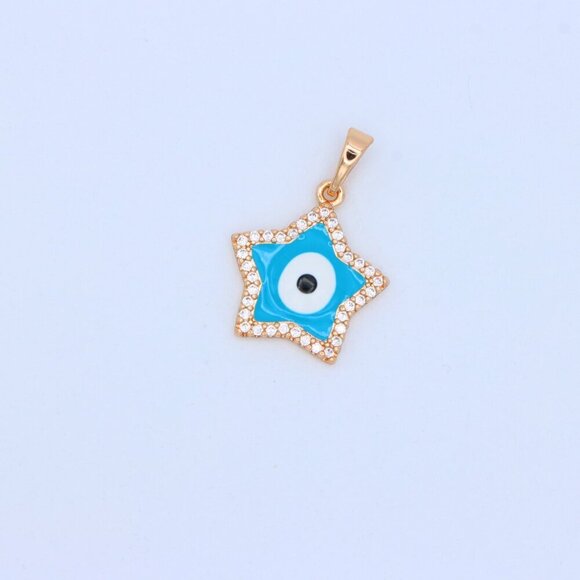 "Star-Shaped Evil Eye Pendant in Rose Gold with Sparkling Stones, XPPT1870 - Picture 11 of 13
